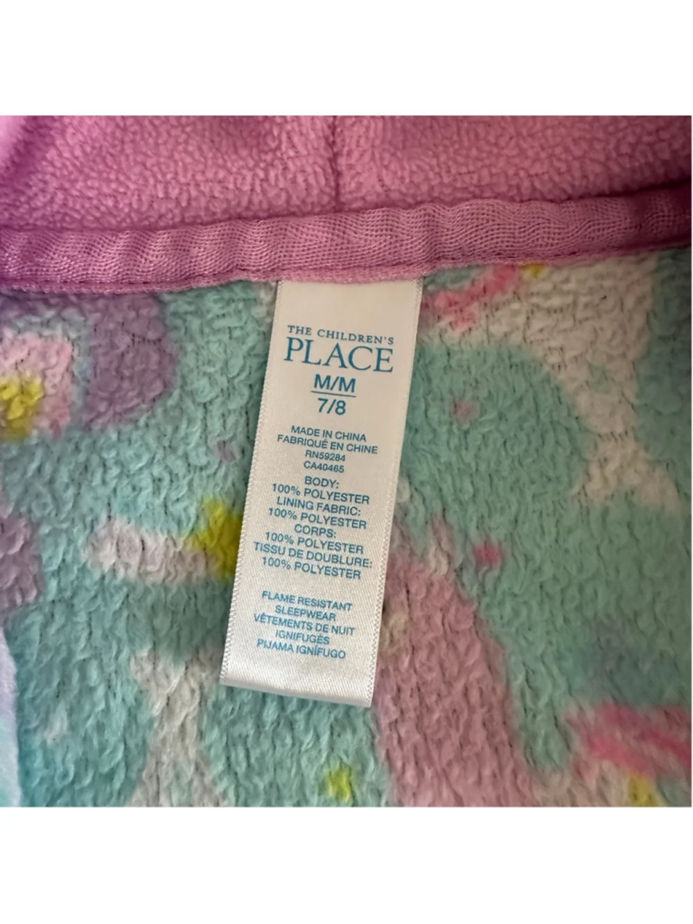 Girls Children's Place Llama Pajama Onesie M 7/8 Blue Pink Hooded Fleece